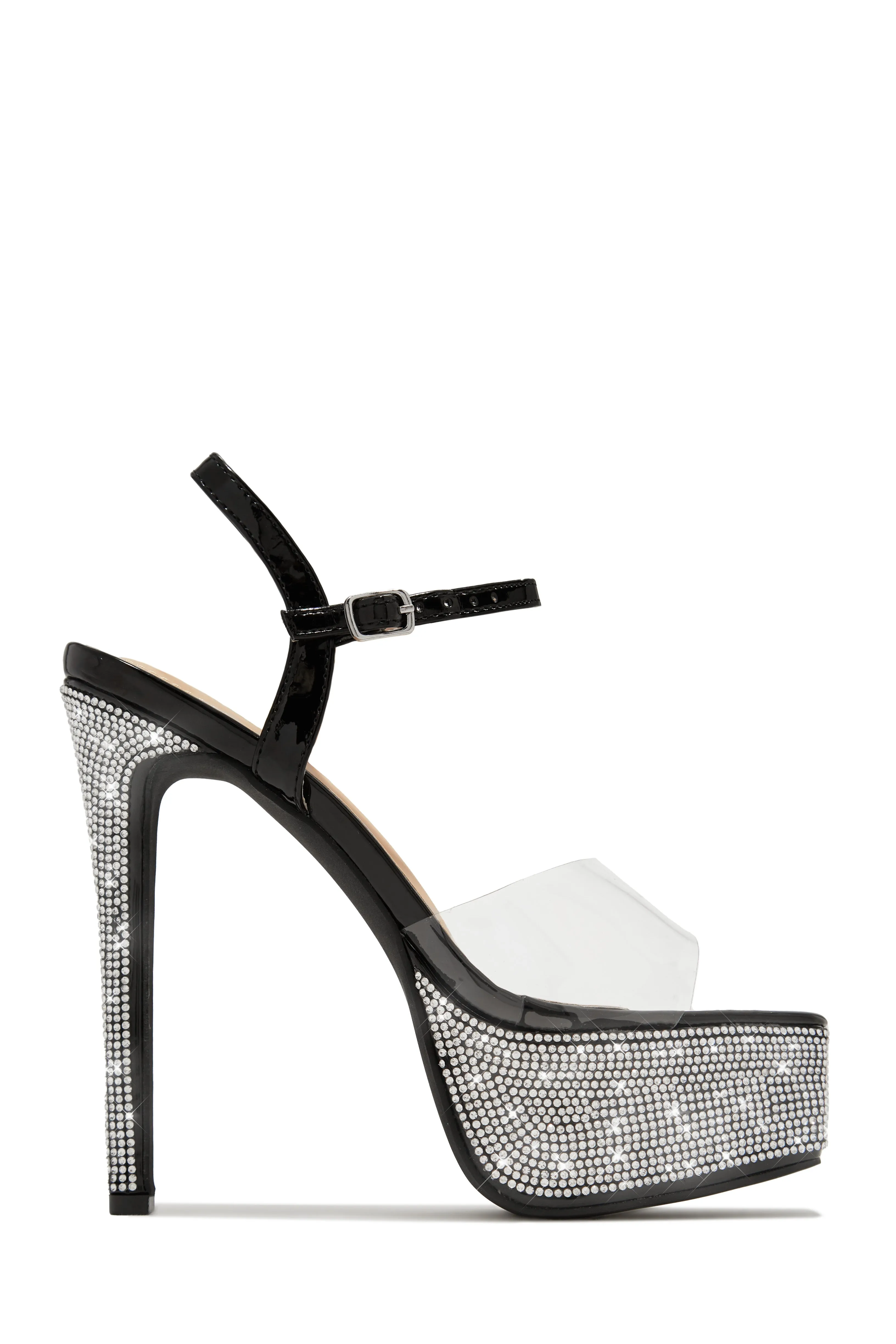 Party Ready Embellished Platform Heels - Nude