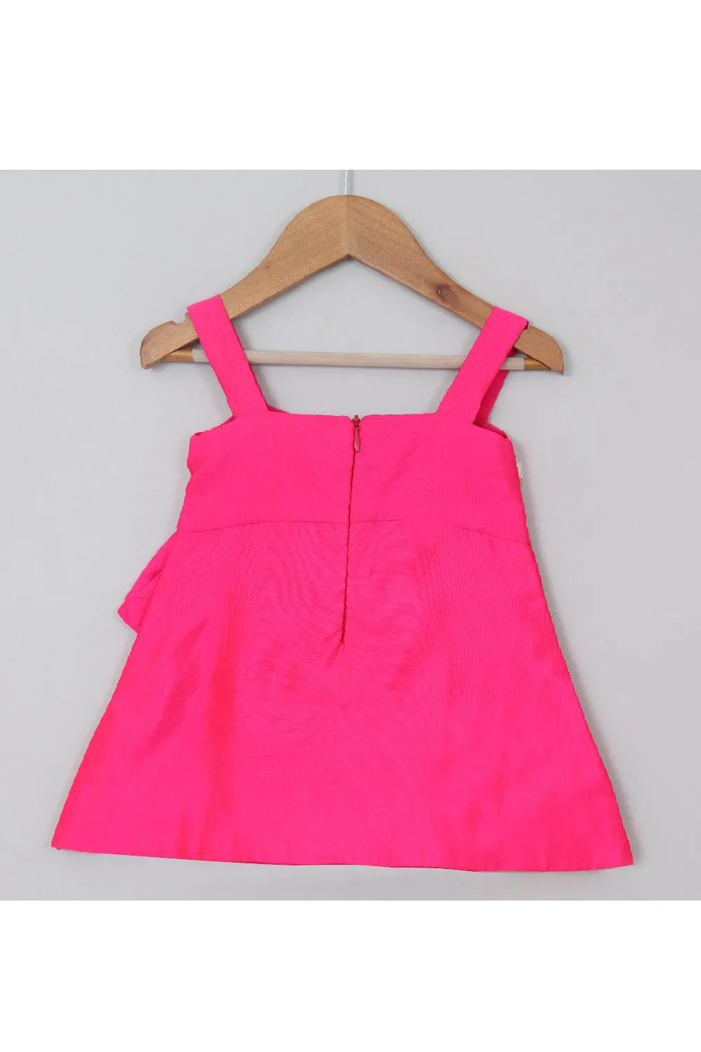 Pink Bow Detailing Sleeveless Silk Dress