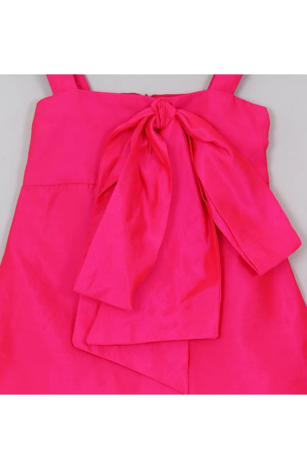 Pink Bow Detailing Sleeveless Silk Dress