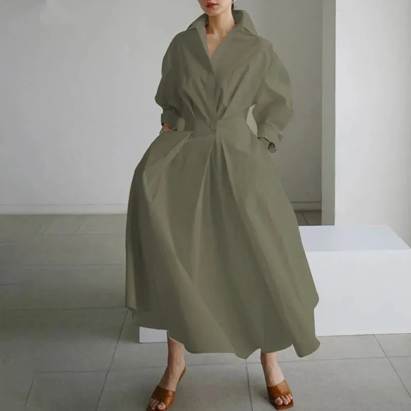 Plus Size Collared Long Maxi Dress