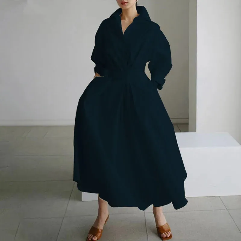 Plus Size Collared Long Maxi Dress