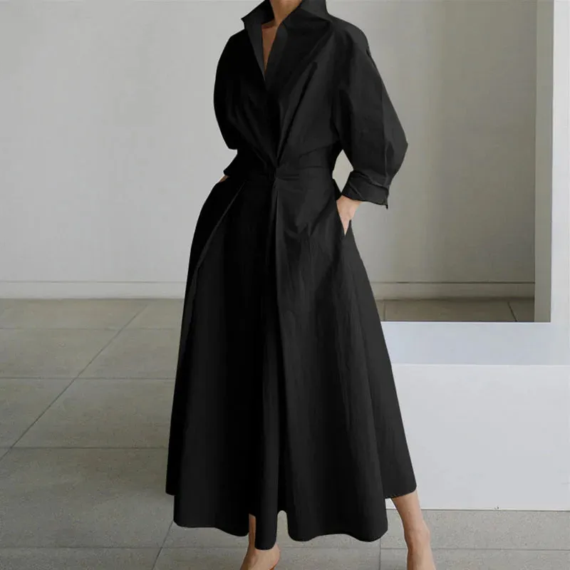 Plus Size Collared Long Maxi Dress