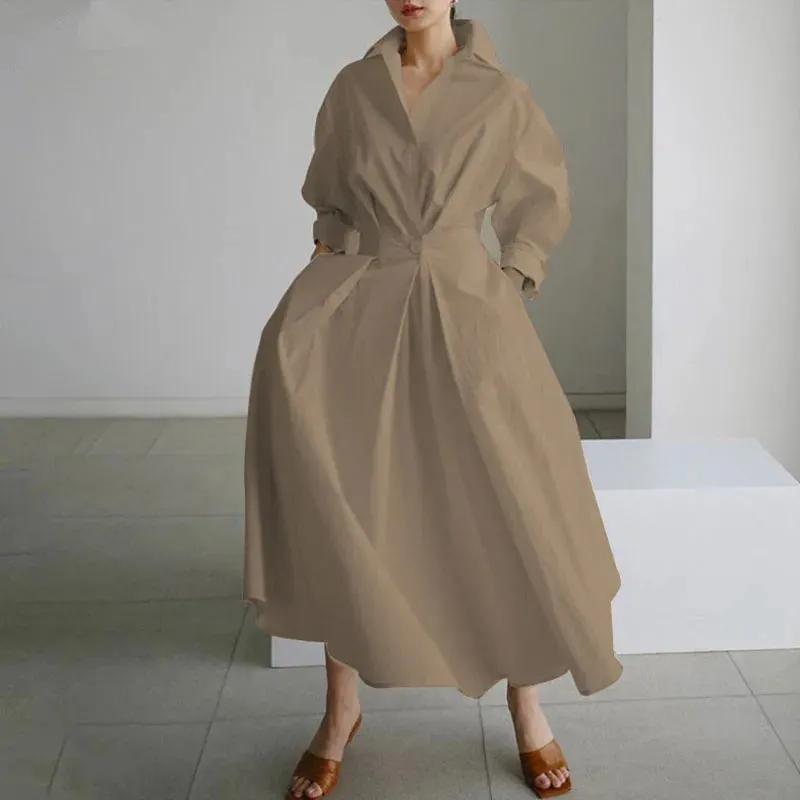 Plus Size Collared Long Maxi Dress