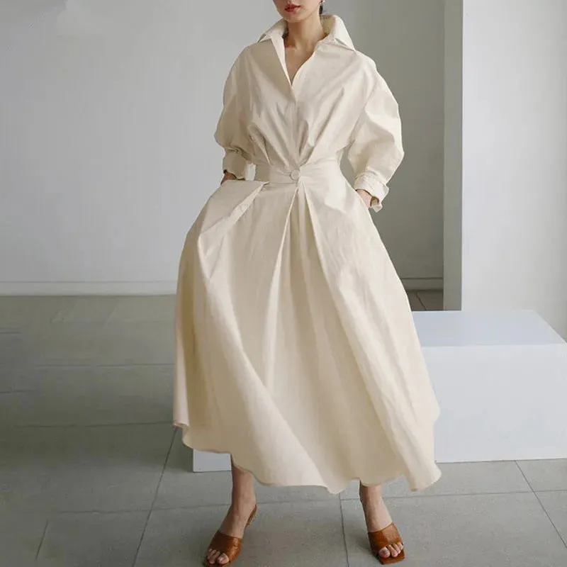 Plus Size Collared Long Maxi Dress