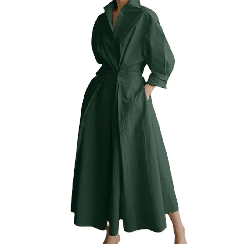 Plus Size Collared Long Maxi Dress