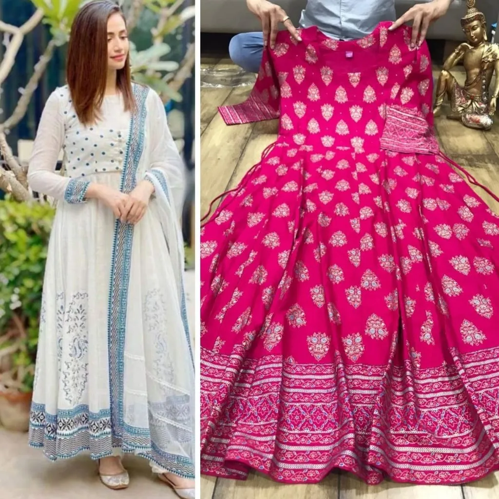 Premium Rayon Milky Printed Combos Of 2 Gowns For Women