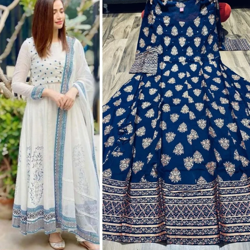 Premium Rayon Milky Printed Combos Of 2 Gowns For Women