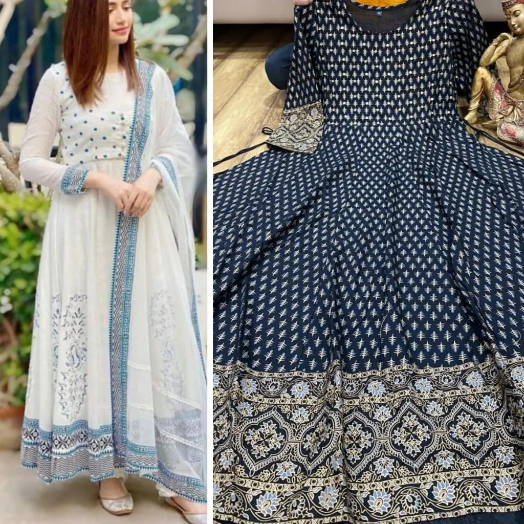 Premium Rayon Milky Printed Combos Of 2 Gowns For Women