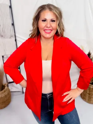 Red 3/4 Sleeve Magic Blazer