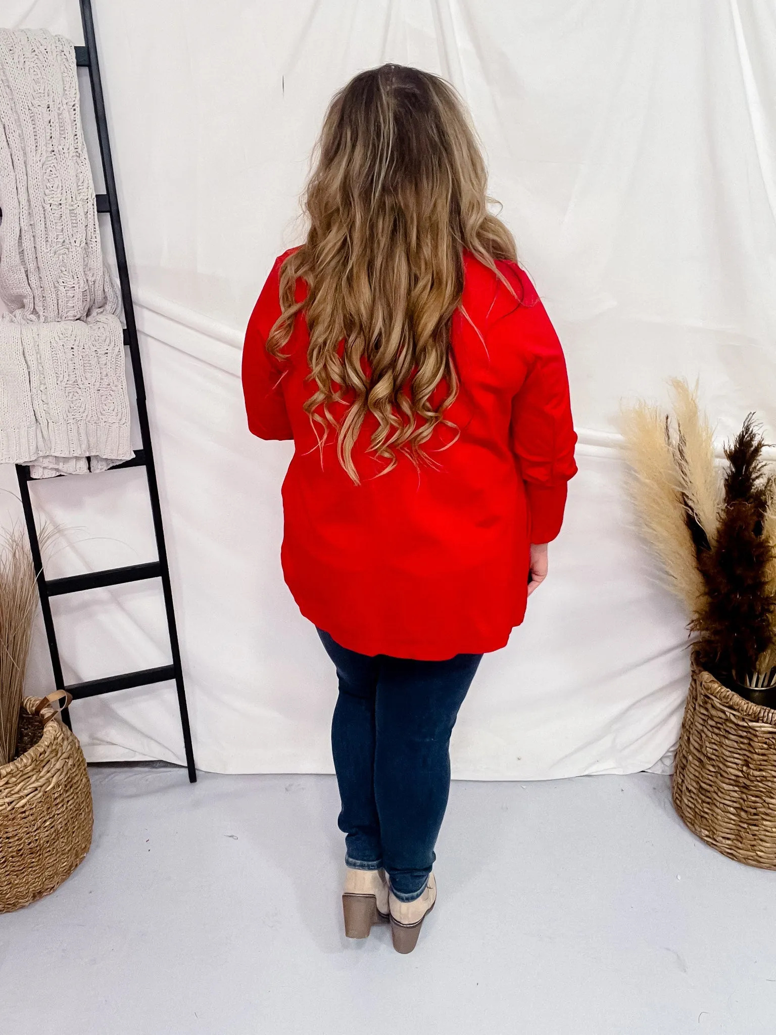 Red 3/4 Sleeve Magic Blazer