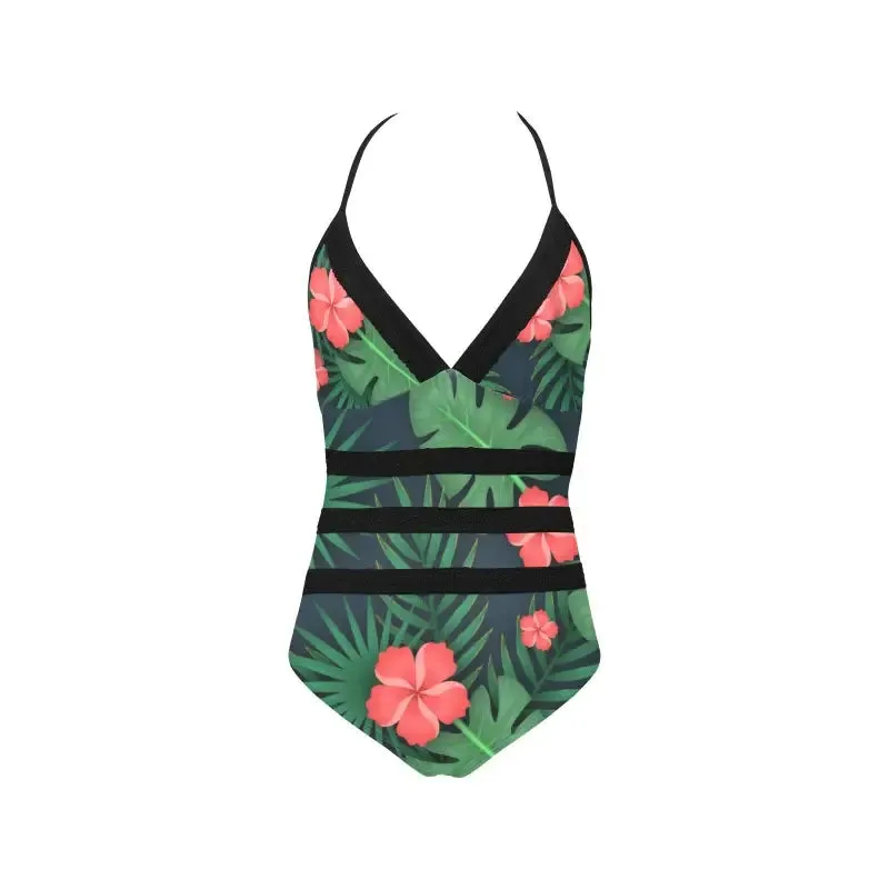 Rock That Hawaiian Vibe in Our Lace Band Tropical One Piece Swimsuit