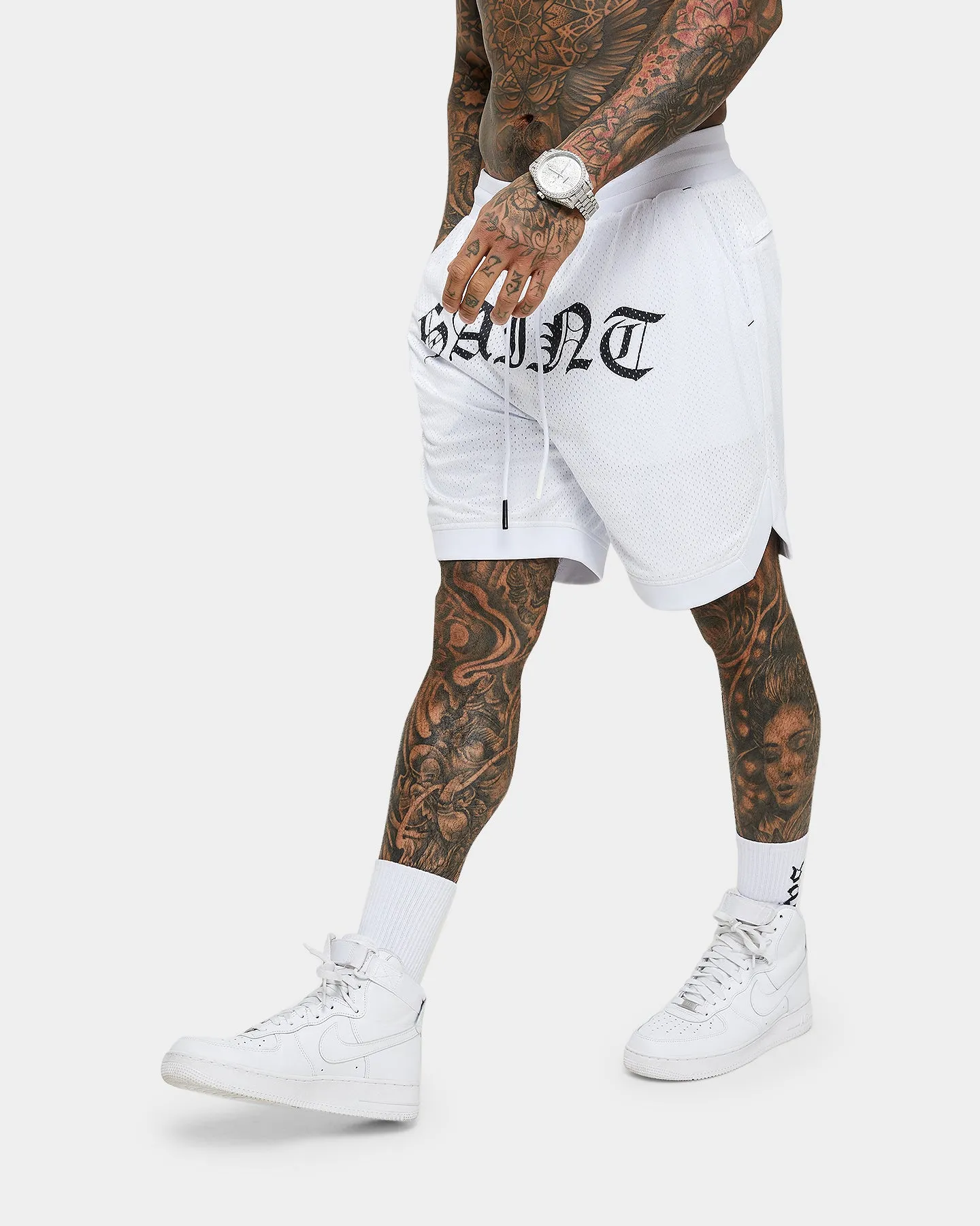 Saint Morta Day of the Dead Basketball Shorts White/Black