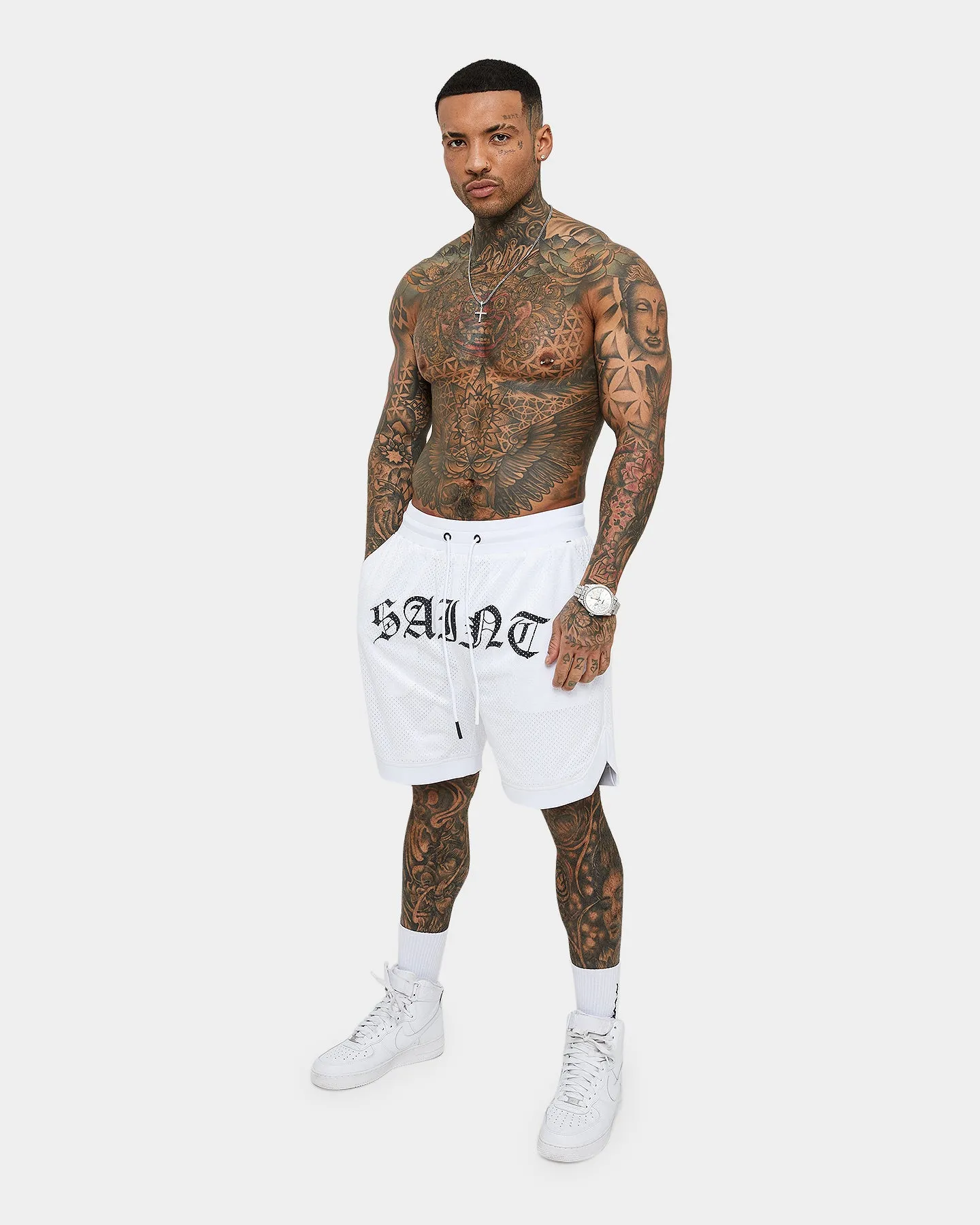 Saint Morta Day of the Dead Basketball Shorts White/Black