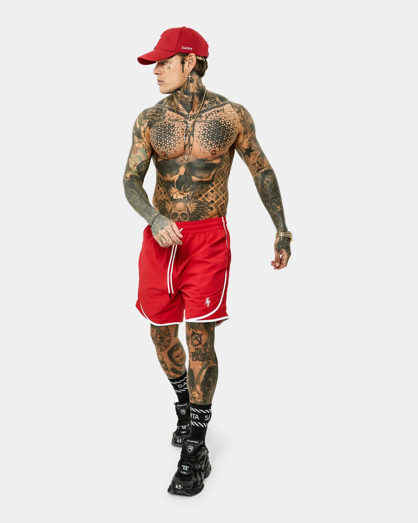 Saint Morta Icarus Vintage Running Shorts Red
