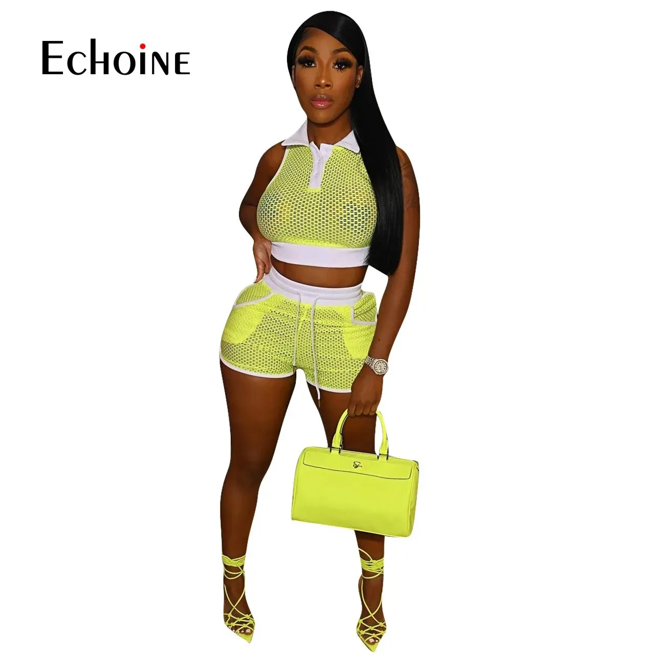 Sexy Mesh Vest Crop Tops & Shorts - Culture Heaven Special