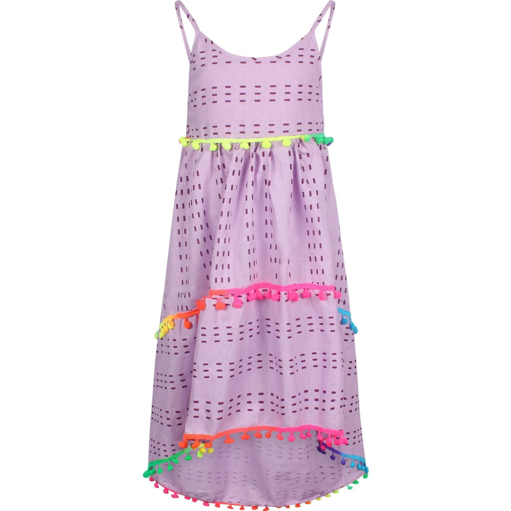 St. Barths Pom Pom High Low Dress lavender