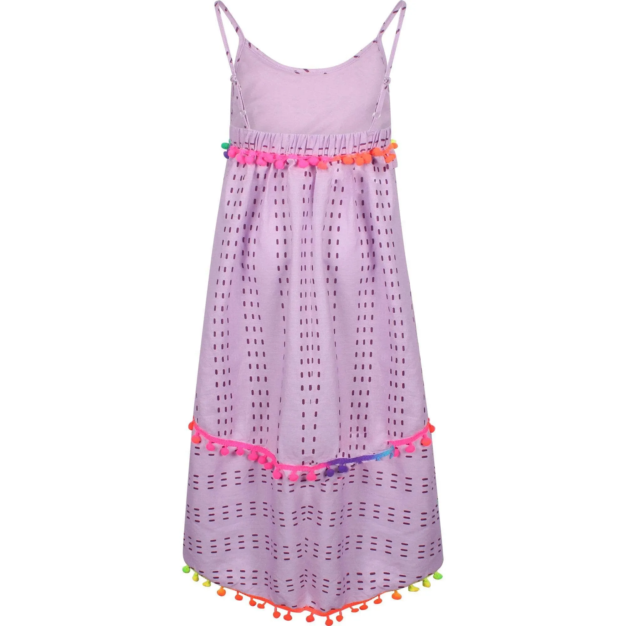 St. Barths Pom Pom High Low Dress lavender