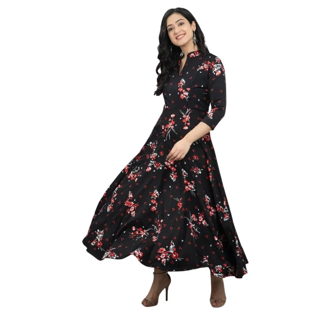 Stitched Soft Crepe Floral Printed Gowns For Women
