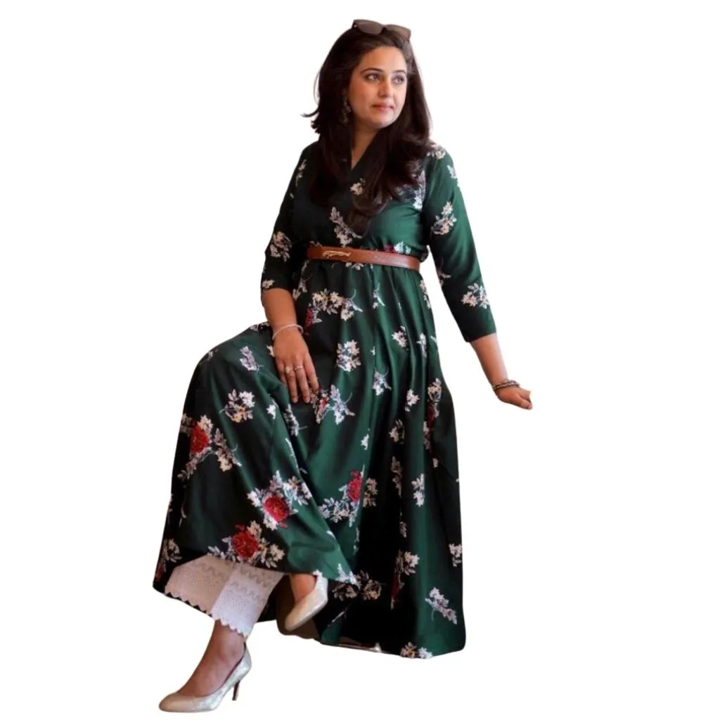 Stitched Soft Crepe Floral Printed Gowns For Women