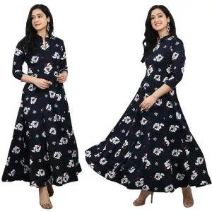 Stitched Soft Crepe Floral Printed Gowns For Women