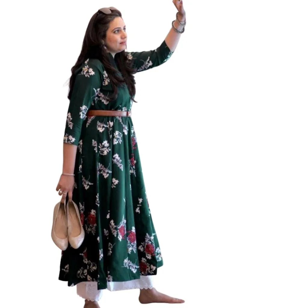 Stitched Soft Crepe Floral Printed Gowns For Women