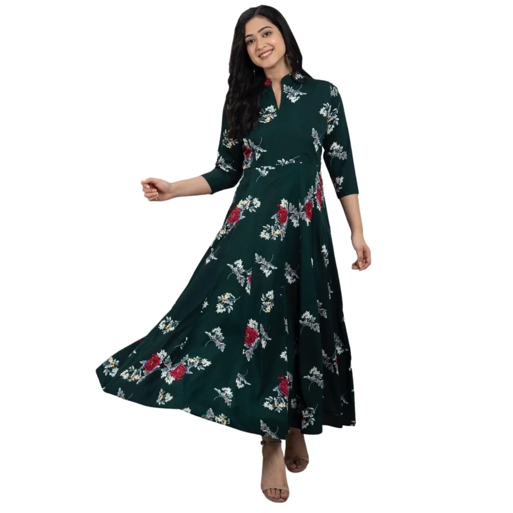 Stitched Soft Crepe Floral Printed Gowns For Women