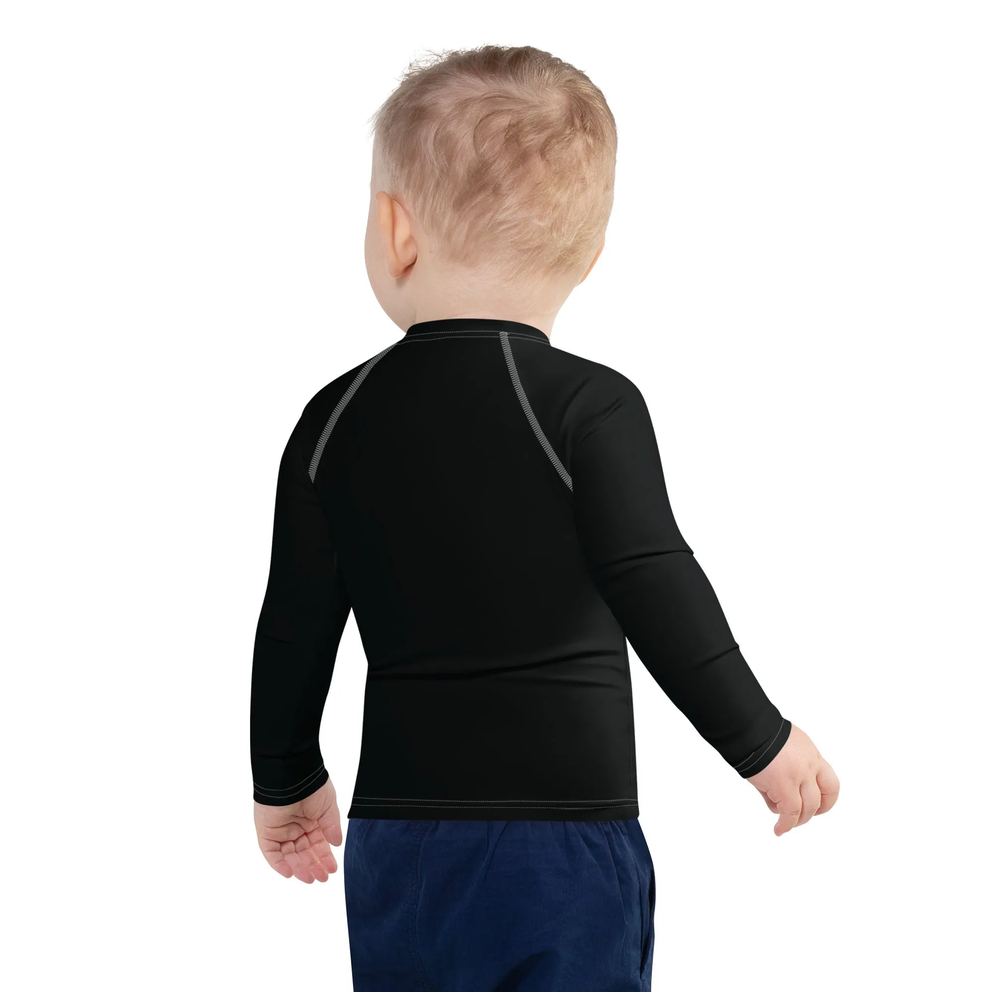 Street-Ready Style: Boys' Solid Color Rash Guards for Fun - Noir