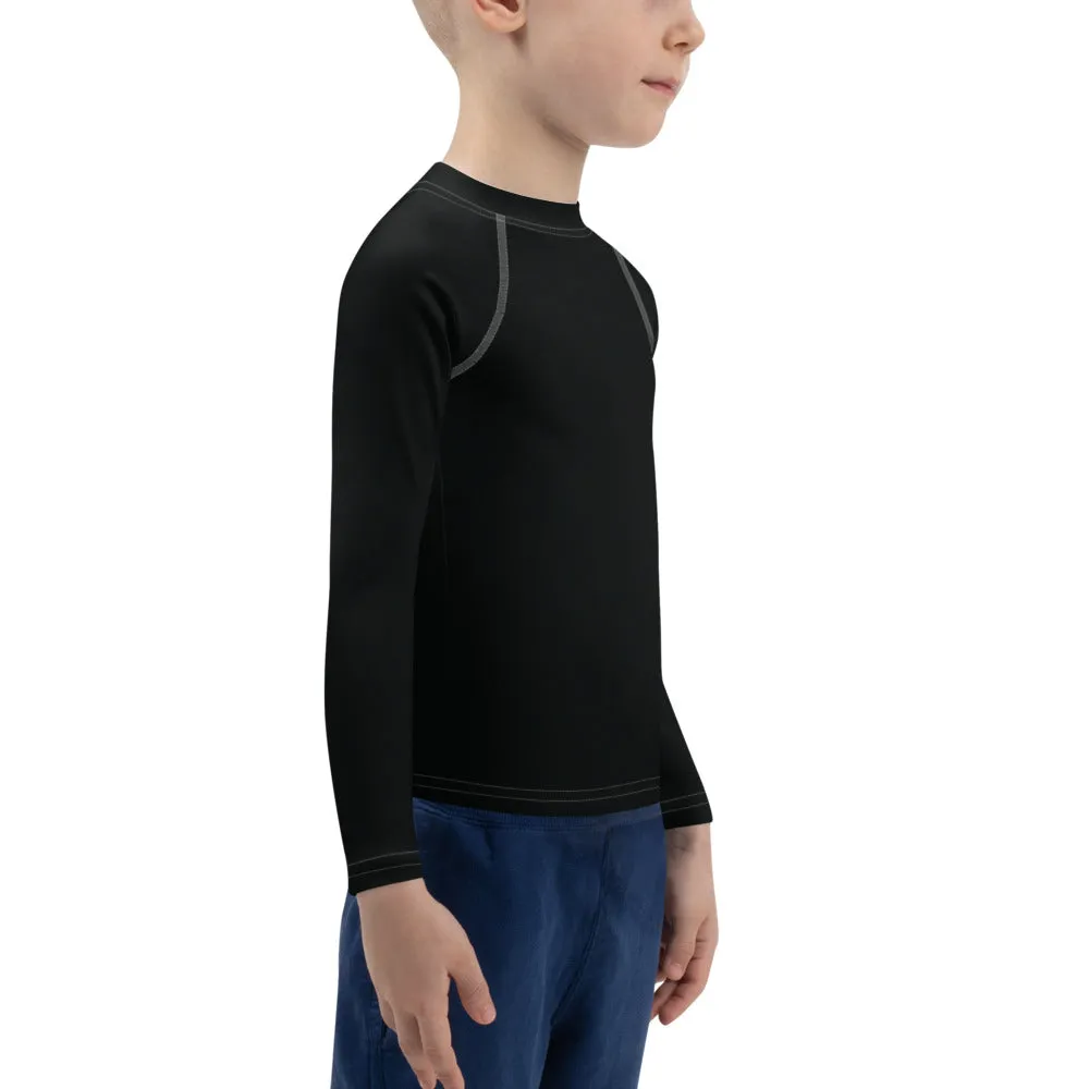 Street-Ready Style: Boys' Solid Color Rash Guards for Fun - Noir
