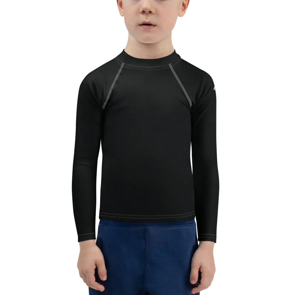 Street-Ready Style: Boys' Solid Color Rash Guards for Fun - Noir
