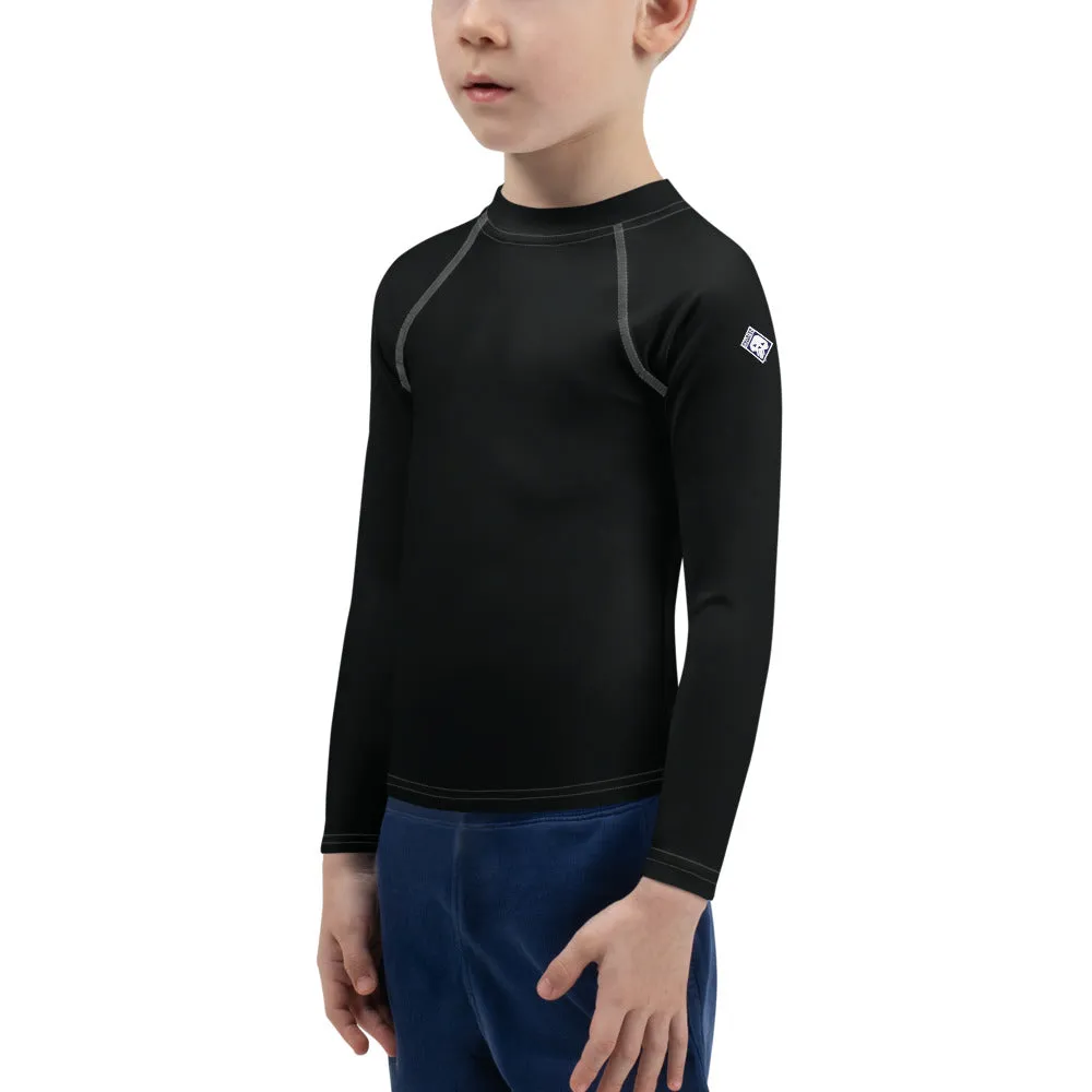 Street-Ready Style: Boys' Solid Color Rash Guards for Fun - Noir