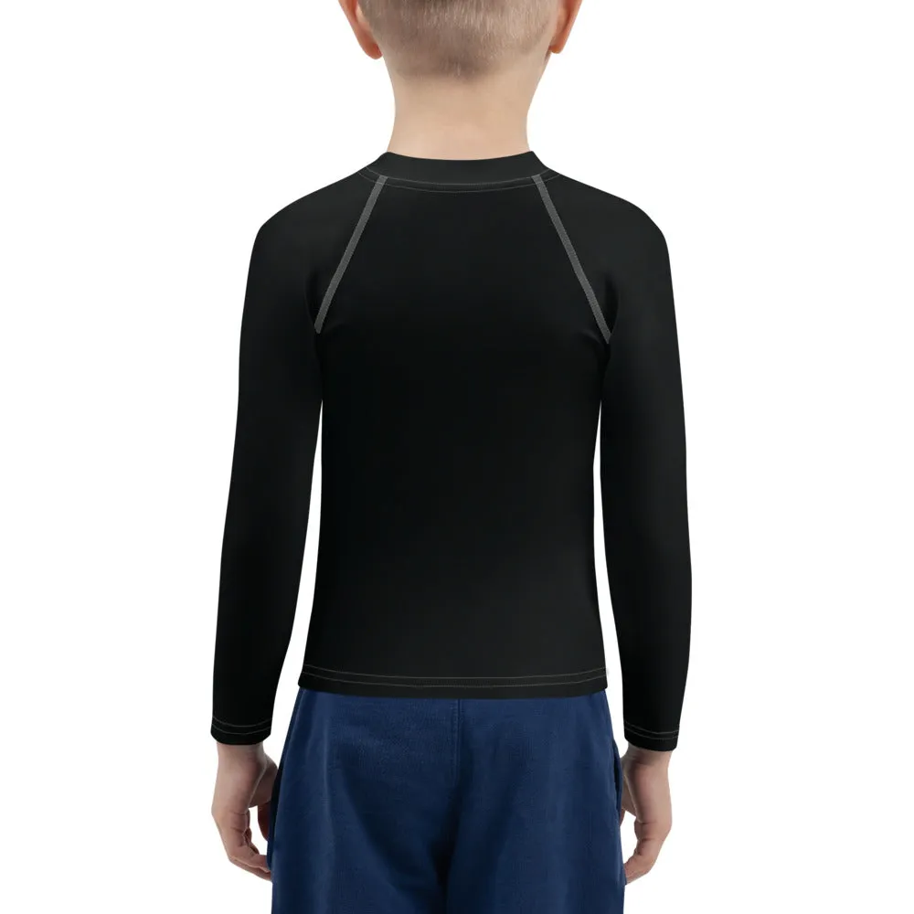 Street-Ready Style: Boys' Solid Color Rash Guards for Fun - Noir