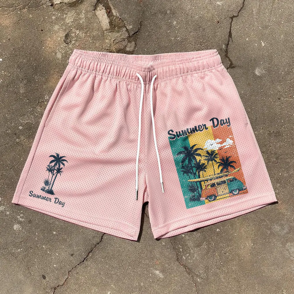 Summer retro fashion mesh shorts