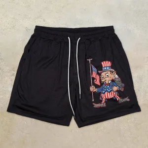 Tide brand cartoon printing mesh street shorts
