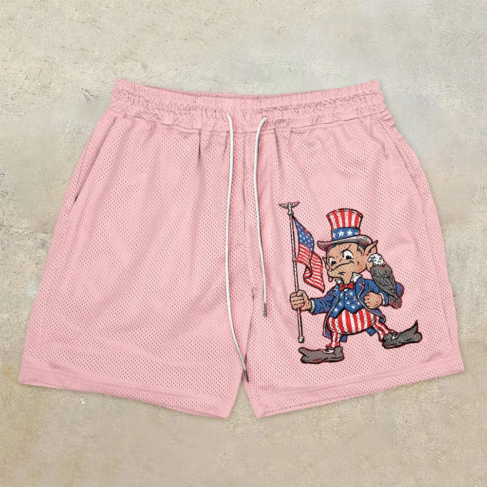 Tide brand cartoon printing mesh street shorts