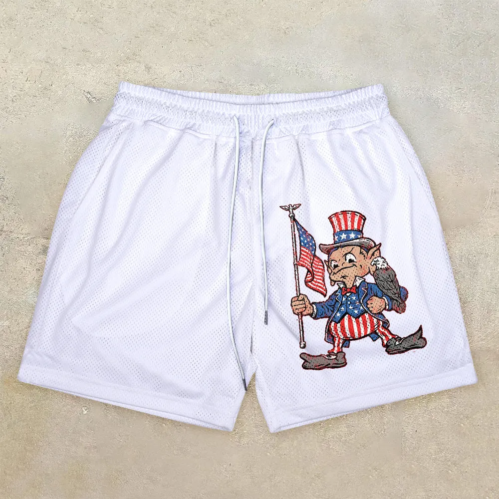 Tide brand cartoon printing mesh street shorts