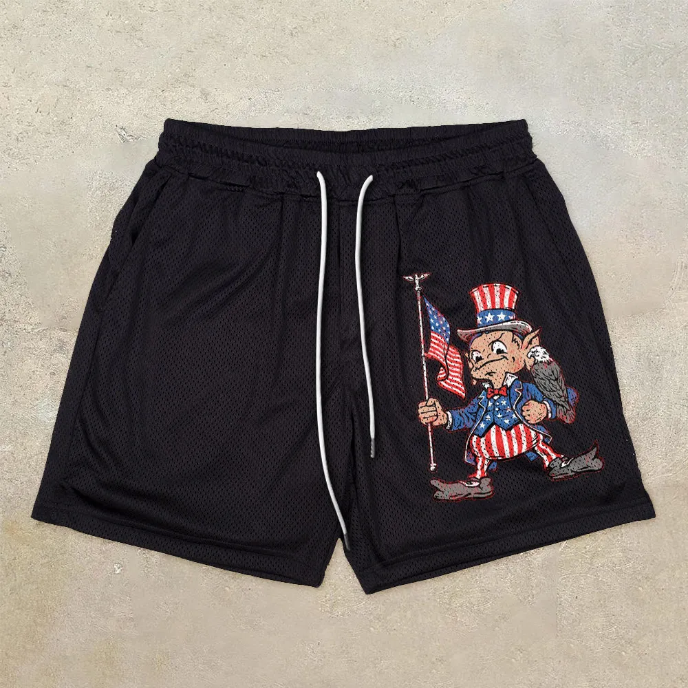 Tide brand cartoon printing mesh street shorts