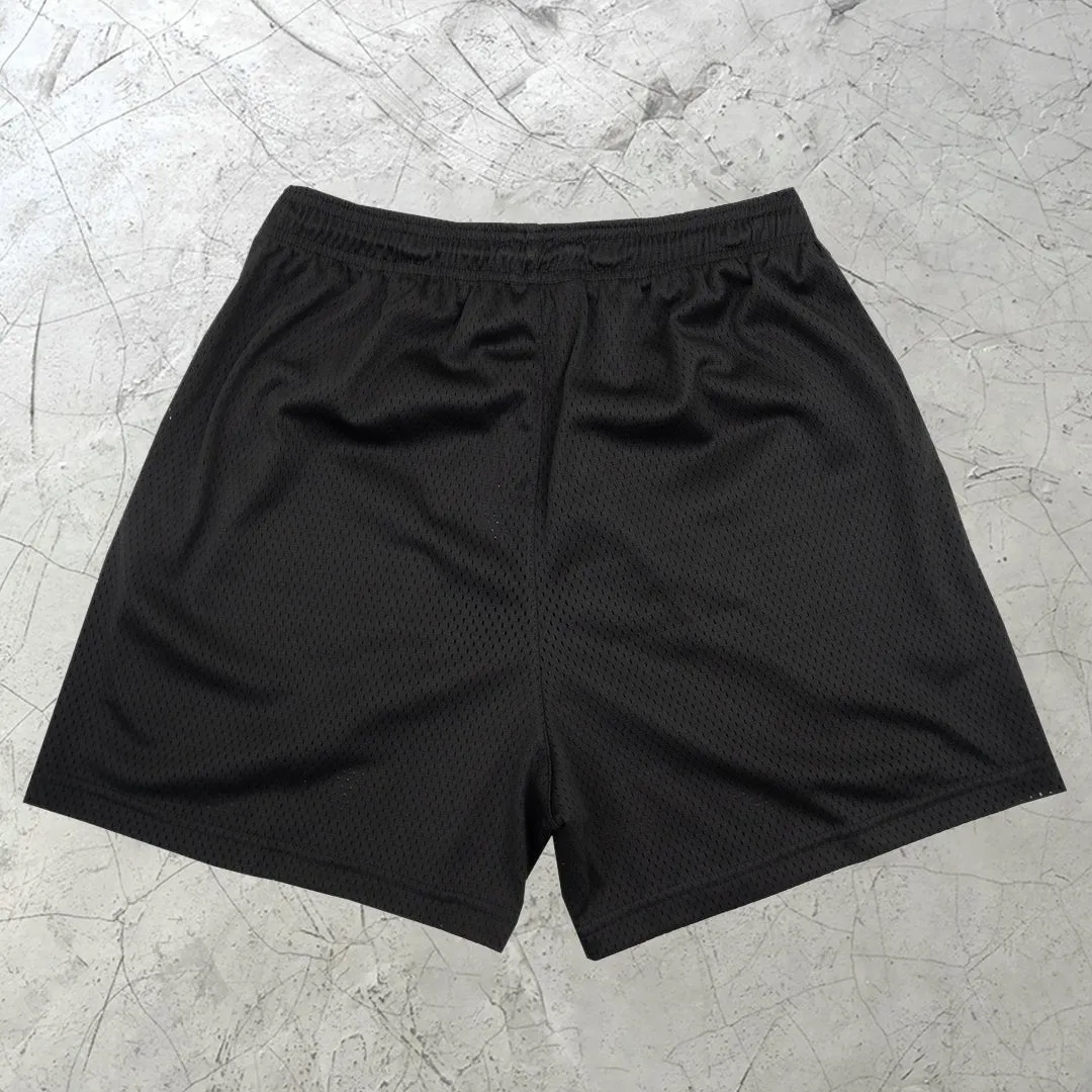 Trendy Angel Print Street Mesh Shorts