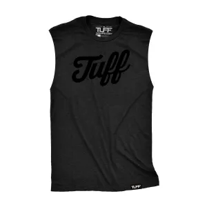 TUFF Blackout Script Raw Edge Muscle Tank