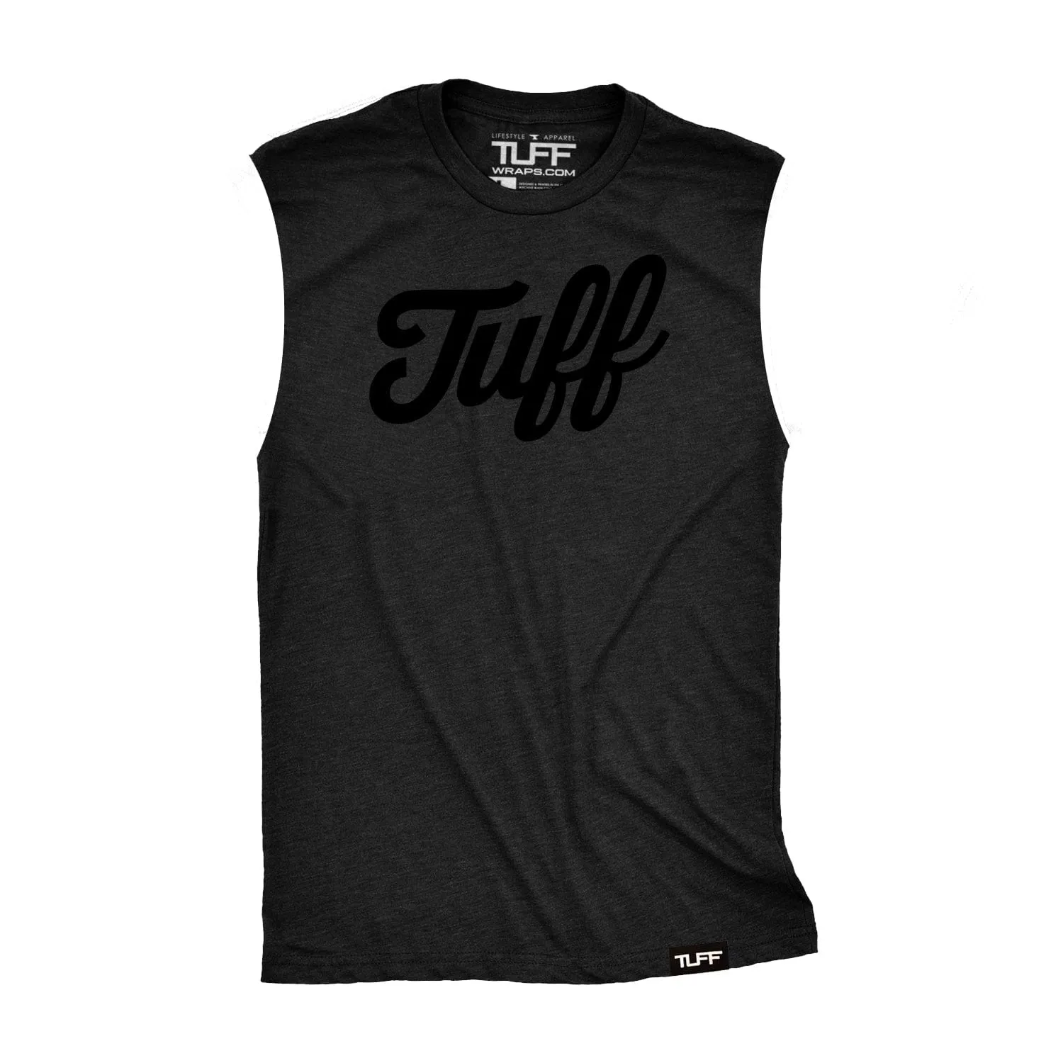 TUFF Blackout Script Raw Edge Muscle Tank