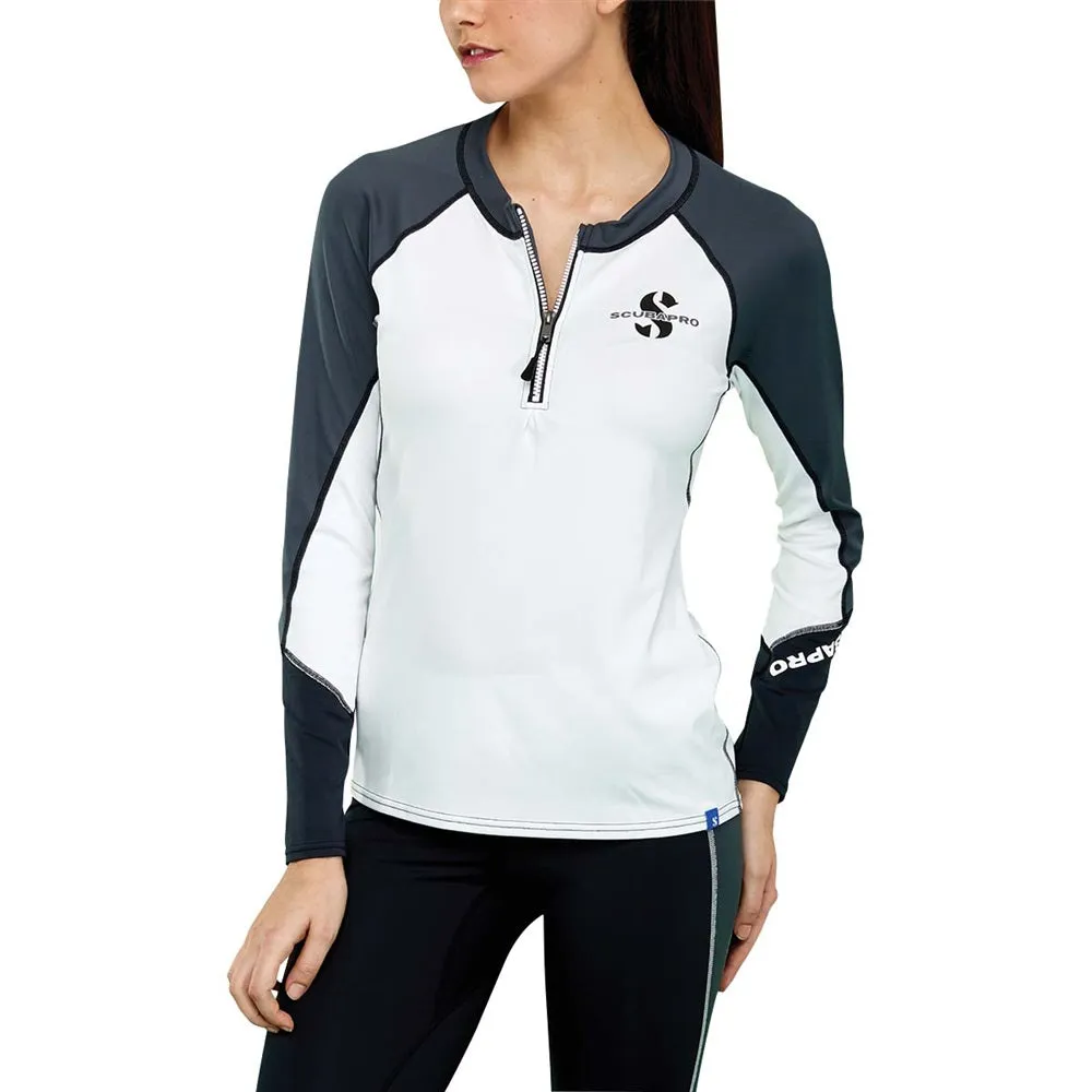 Used ScubaPro Shell Rash Guard Womens, Long Sleeve, C-Flow (UPF50)