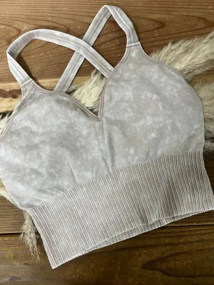 V Neck Crop Cami Bralette - Light Mocha