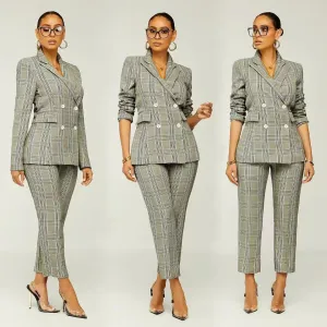 Vintage Plaid Blazer and Pants Set