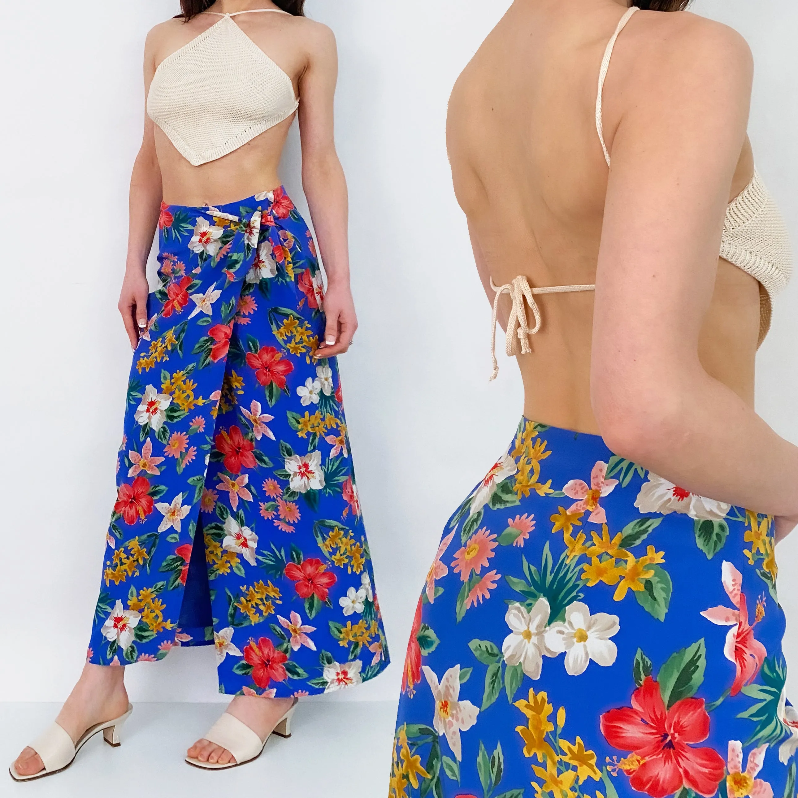Vintage Silk Skirt and Halter Set - Small