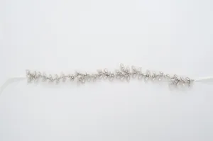 White Opal beaded vine headpiece and sash HPB170639 Coralie