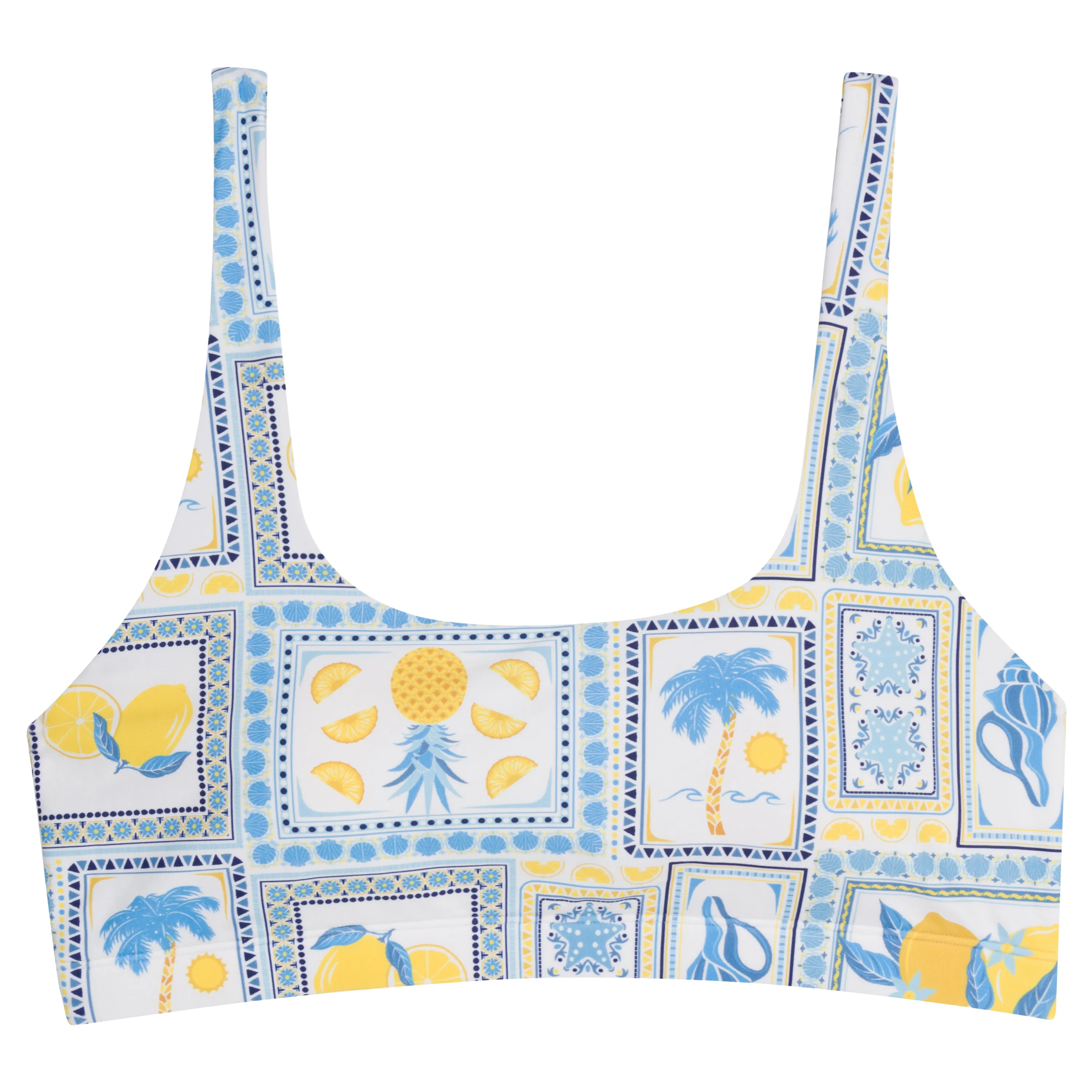Women's Scoop Neck Bikini Top | "Mediterranean Lemons"