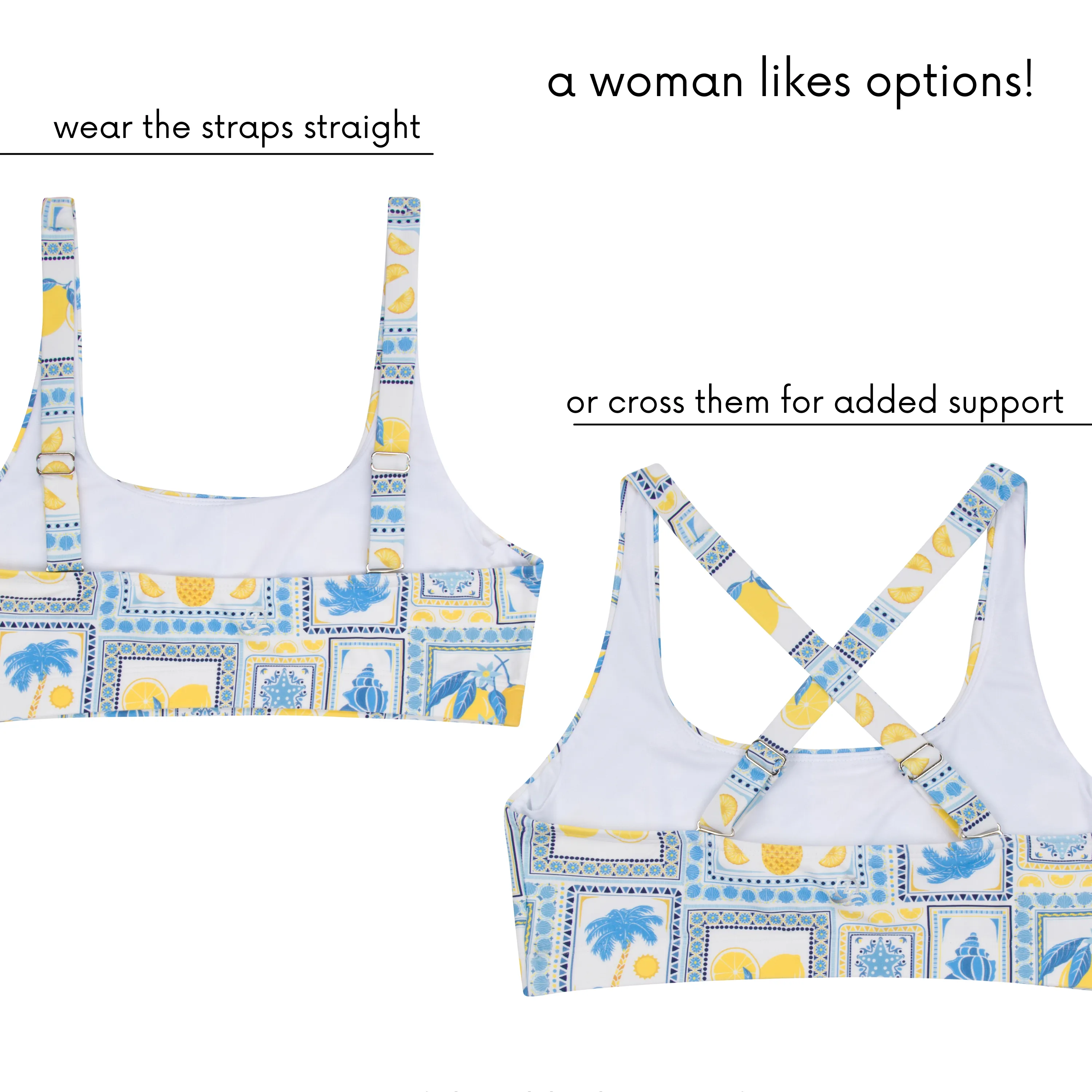 Women's Scoop Neck Bikini Top | "Mediterranean Lemons"