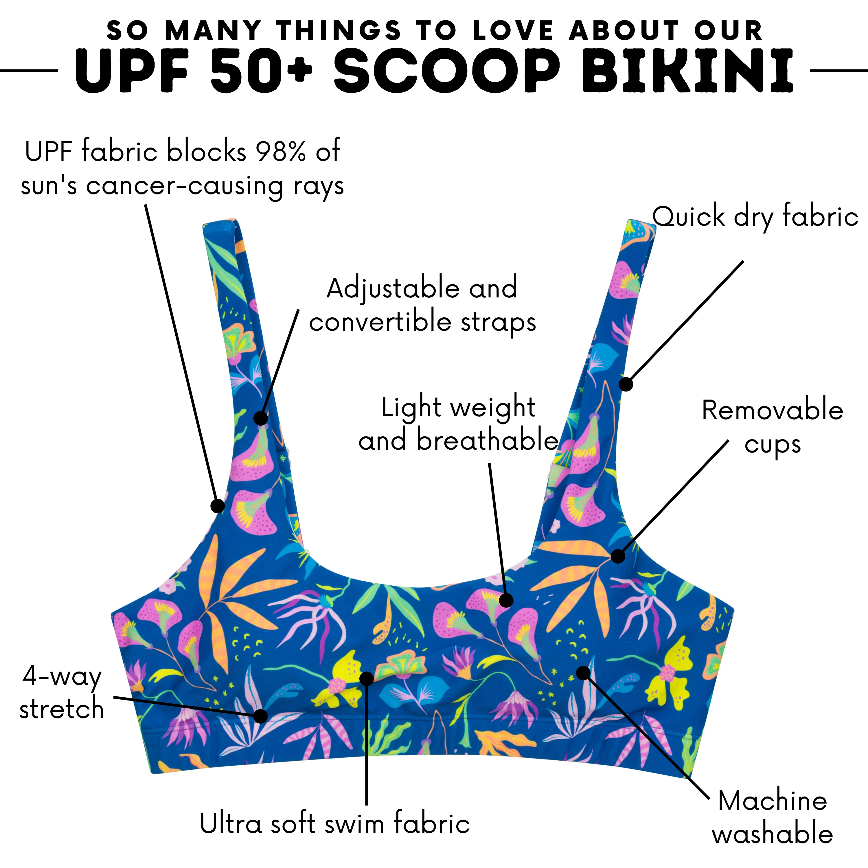 Women's Scoop Neck Bikini Top | "Tropadelic"